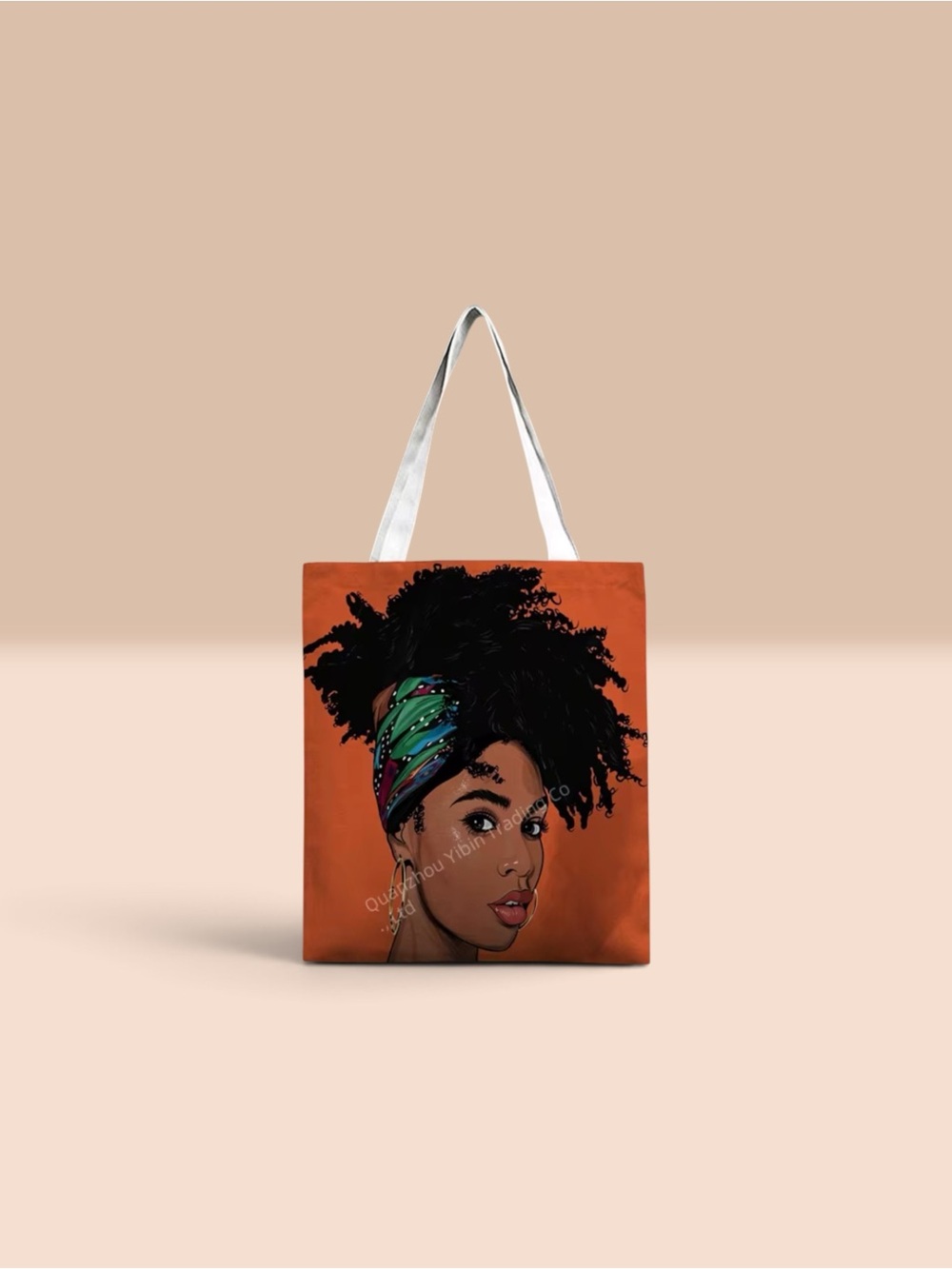 Afrocentric Tote Bag Black Girl Magic Art Canvas Shoulder Handbag Afro Headwrap - Picture 4 of 5